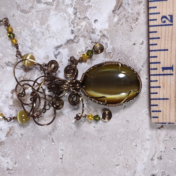 Copper Wire Wrapped Stone Pendant - Picture 5 of 7